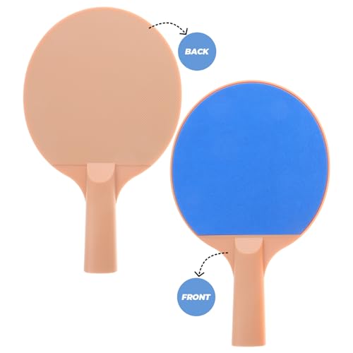 Outdoor Table Tennis Set Plastic Elastic Ping Pong Paddles Long Handle and 2 Yellow Balls for Recreational Outdoor Play