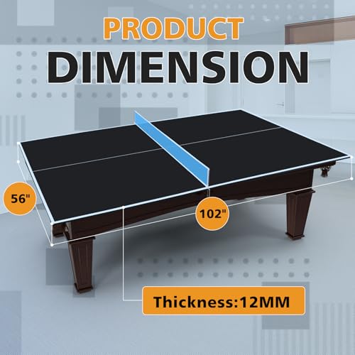 Ping Pong Table Top for Billiard Table, 7FT/8FT/8.5FT/9FT Foldable Table Tennis Table Topper for Pool Table, Indoor Outdoor Table Tennis Conversion Top w/Net & Premium Foam Padding (Black, 8.5x4.7 FT)