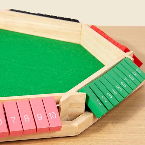 Shut The Box Game Wooden, 2-6 Players Shut The Box Dice Game, Wooden Board Table Math Game with 16 Dice, Close The Boxes Board Game Set for Classroom, Home, Party