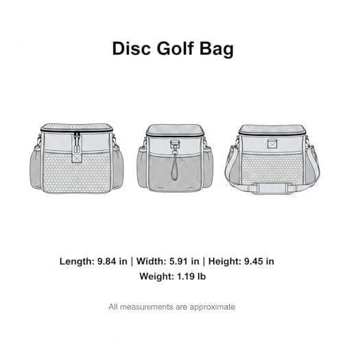 Compact Disc Golf Bag with Single Shoulder Strap, Lightweight Polyester Carrier for Putters and Mid-Range Discs, Black