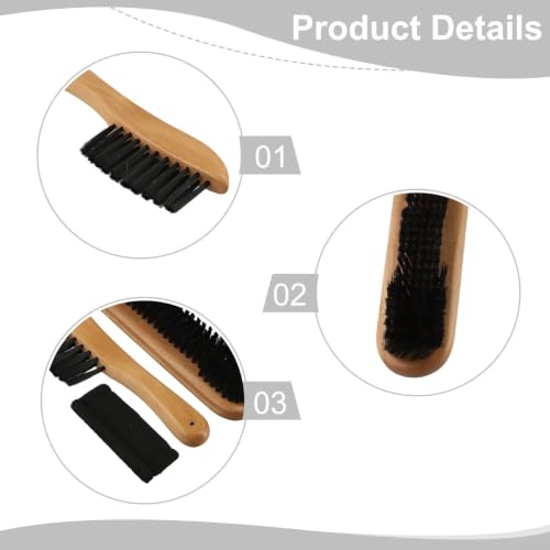 Pool Table Brush Set, Wood Bristle Cleaning Tool with Cloth, Sweeps Dust and Chalk for Billiard Table Maintenance