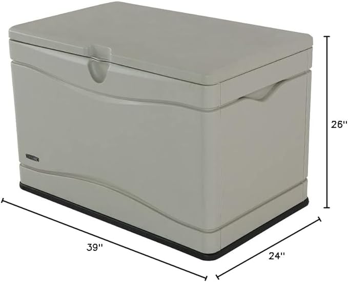 LIFETIME 60059 Black Bottom & Desert (Tan) Sides and Lid Outdoor Storage Box-80 Gal, 80 Gallon, Desert Sand