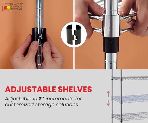 Quantum Storage Systems WR63-2448C Starter Kit Wire Shelves Chrome 4 Shelves 63" H x 48" W x 24" D - size: 63H x 48W x 24D