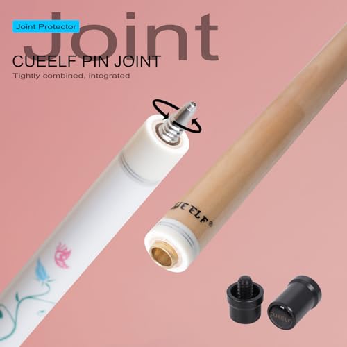 CUEELF Pink Pool Cue Stick 58inches Canadian Maple Billiard Cue Sticks Professional Pool Stick Gifts for Women and Ladies - color: White, size: 19.5 oz