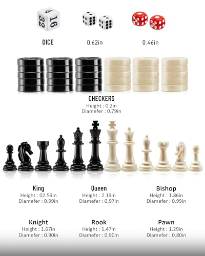 KAILE 10" Magnetic Chess Sets for Kids & Adults - 3 in 1 Travel Chess Checkers Backgammon Set with Folding Case - Portable Elastic Bag - size: 10"