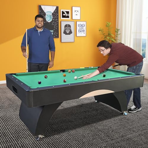 Billiards Table,7 FT Pool Table with Premium Accessories, Durable Matte-Black Finish, and Heavy Duty Legs for Modern Adult Rrec Room Family Game Room - color: Black+Green