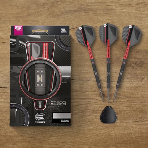 Target Darts Scope Steel Tip Swiss Point Darts, 90% Tungsten Dart Set | Steel Tip Dart, Red & Black Darts, Professional Dart Set with Swiss Points & Tool | Barrel 01/02/03/04 –21G/22G/23G/24G/25G - size: 23G, style: Barrel 01