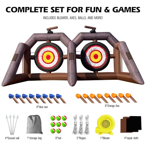 OZIS Inflatable Axe Throwing Game ,Inflatable Ball Toss Target Dart Board for Backyard School Team Birthday Party Events Outdoor Indoor - size: Double Target