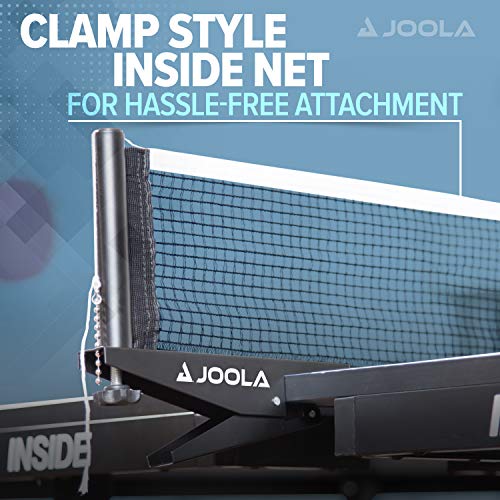 JOOLA Inside Professional MDF Indoor Ping Pong Table with Quick Clamp Table Tennis Net and Post Set - 10 Minute Easy Assembly - Tournament Quality - Foldable with Single Player Playback Mode - color: 15mm Blue
