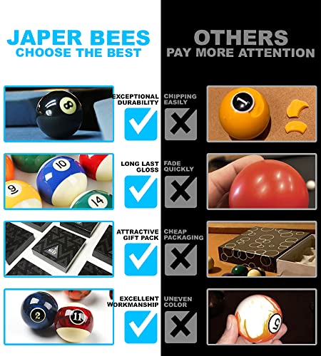 JAPER BEES Billiard Ball/Pool Ball Set Complete 16balls 2-1/4" Regulation Size&Weight Resin Ball - style: PRO Premium
