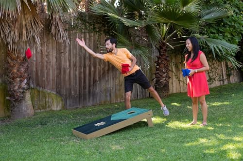 State Flag Solid Wood Regulation Cornhole Set 4 Feet x 2 Feet Includes Set of 8 Bags and Carrying Case with Optional LED Lights and Lamination - style: Illinois