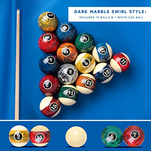 GSE Games & Sports Expert 8-Ball Triangle & 9-Ball Diamond Pool Ball Racks with 2-1/4" Standard Pool Balls, Billiard Balls and Racks Set, Pool Table Accessories (Several Colors Available) - color: Dark Marble Style Balls, style: Oak Racks