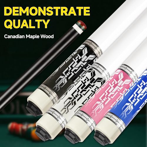 HomeSeason Fiberglass Pool Cue 58" Professional Pool Stick 12.7mm 4-Layer Tip Low Deflection Cue Stick, 3 * 8/8Joint Pin, Ultra-Smooth, Billiard Cue Sticks - color: White/20oz