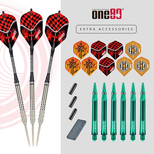 ONE80 90% VHD Steel Tip Tungsten Dart, Professional Barrel Style with Extra Flights, Shafts and Sharpener Gift Box Packaging - style: D-23g