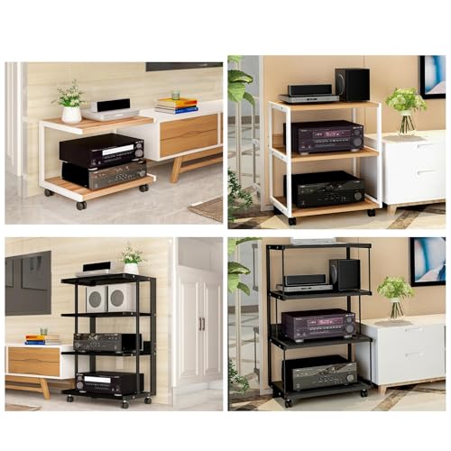 Corner Display Cabinet with Wheels, Media Stand & Audio Rack for Game Consoles, Stereo Storage, AV Tower, Modern Black Design(Black,50x40x100cm)