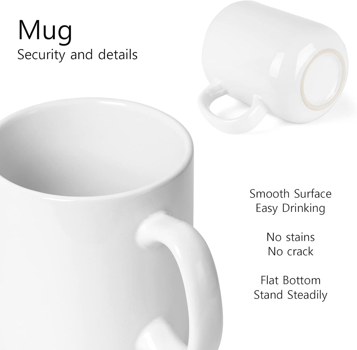 Smilatte 20 OZ Large Coffee Mug, M016 Plain Ceramic Boss Big Tea Cup with Handle for Dad Men, Set of 2, White