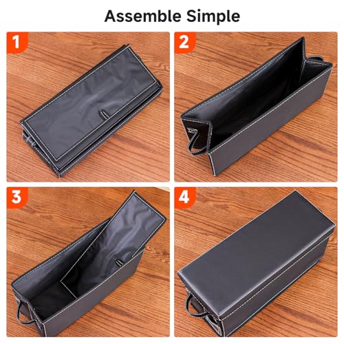 CD Storage Case with Lid & Handle – Faux Leather CD Holder Box – Stackable CD Storage Organizer with Label Slot – 2Pack (Black) - size: CD-2Pack