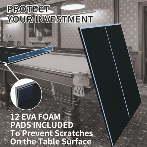 7/8/9ft Mid-Size Ping Pong Conversion Top with Net Set for Billiard and Pool Tables - Regulation Top Converts Billiards into Ping Pong Table Blue/Green/Black - color: blakc, size: 9 FT