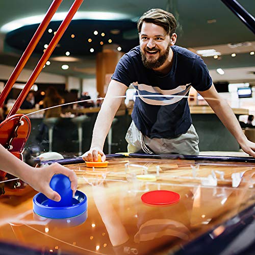 Coopay Air Hockey Pushers and Pucks, Air Hockey Paddles, Goal Handles Paddles Replacement Accessories for Game Tables (4 Striker, 8 Red Puck Pack) - color: Blue and Green