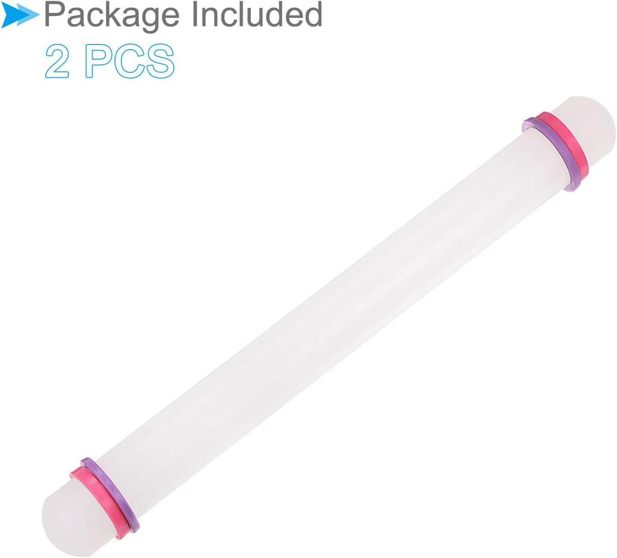 Fondant Rolling Pin, 13" Length, PP Plastic Non-Stick Guide Rings Fondant Roller Dough Roller - (Applications: for Baking Fondant DIY), 2-Pieces
