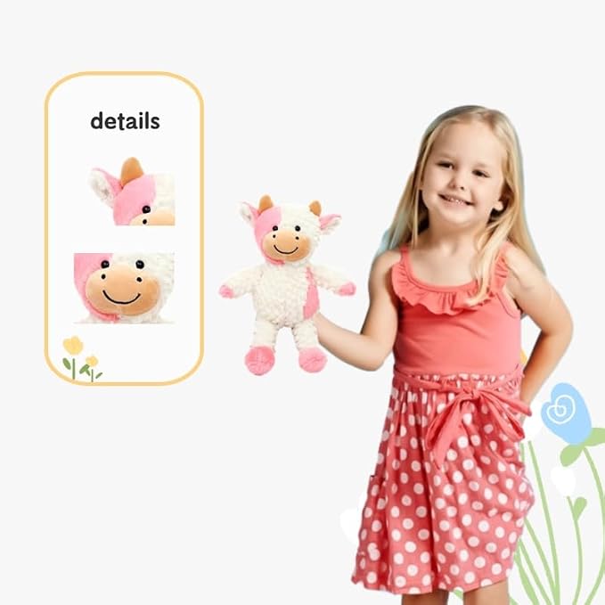 YUKOUQIAN Cow Stuffed Animal Cow Plush Doll Toy 11.8 inch for Girls Boys (Stand Cow Pink)