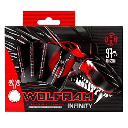 Harrows Wolfram Infinity 97% Tungsten Soft Tip Darts Set | 18g and 20g | Includes Supergrip Fusion Shafts and 100 Micron Prime Flights (20g)