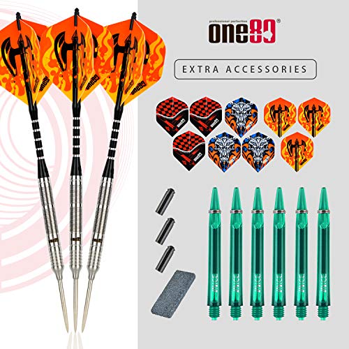 ONE80 90% VHD Steel Tip Tungsten Dart, Professional Barrel Style with Extra Flights, Shafts and Sharpener Gift Box Packaging - style: H-22g