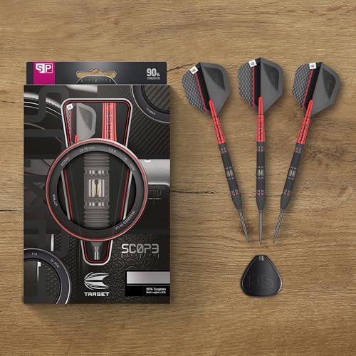 Target Darts Scope Steel Tip Swiss Point Darts, 90% Tungsten Dart Set | Steel Tip Dart, Red & Black Darts, Professional Dart Set with Swiss Points & Tool | Barrel 01/02/03/04 –21G/22G/23G/24G/25G - size: 25G, style: Barrel 02