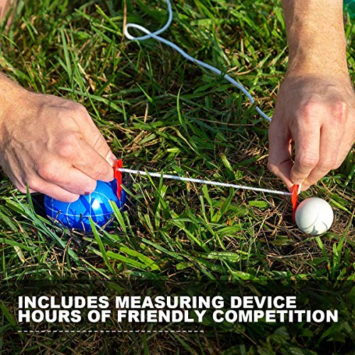 Bocce Ball Set Regulation Size and Weight for Professional Tournament, Backyard, Beach, Lawn Game with 8 Resin Bocci Balls, Pallino, Measuring Rope, Carrying Bag - style: 107mm Multi-Color