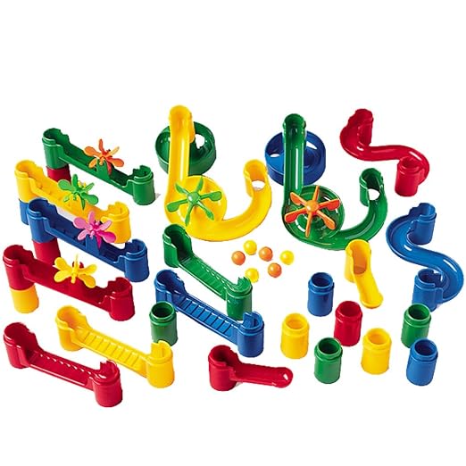 CP Toys Build and Play Marble Run Accessory Set with 34 Plastic Components and 6 Marbles