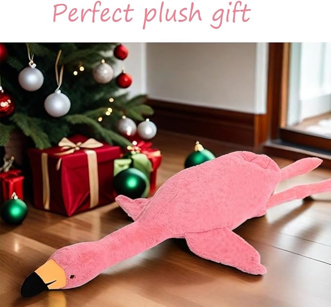 51.2in Flamingo Stuffed Animal Plush Pillow Cute Giant Plush Toy Soft Hugging Pillow Stuffed Animal for Kids Birthday