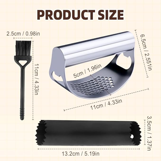Stainless Steel Garlic Press Rocker, Ergonomic Garlic Crusher Tool for Effortless Mincing, Kitchen Gadget for Home Cooking and Chefs (2 PACKS)
