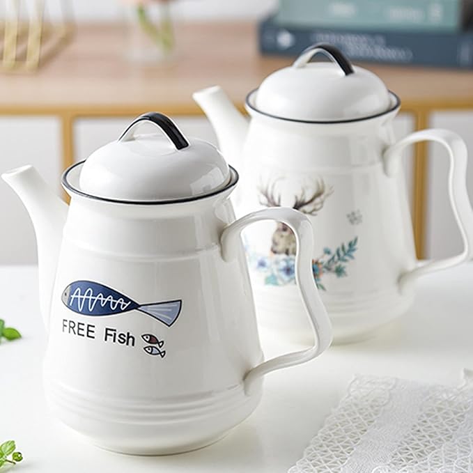 GRFIT Carafe Ceramic Cold Kettle with Handle Filter Large Capacity Teapot Teapot Home High Temperature Resistant Jug with Lid (170g) Water Pitcher (Color : 1)