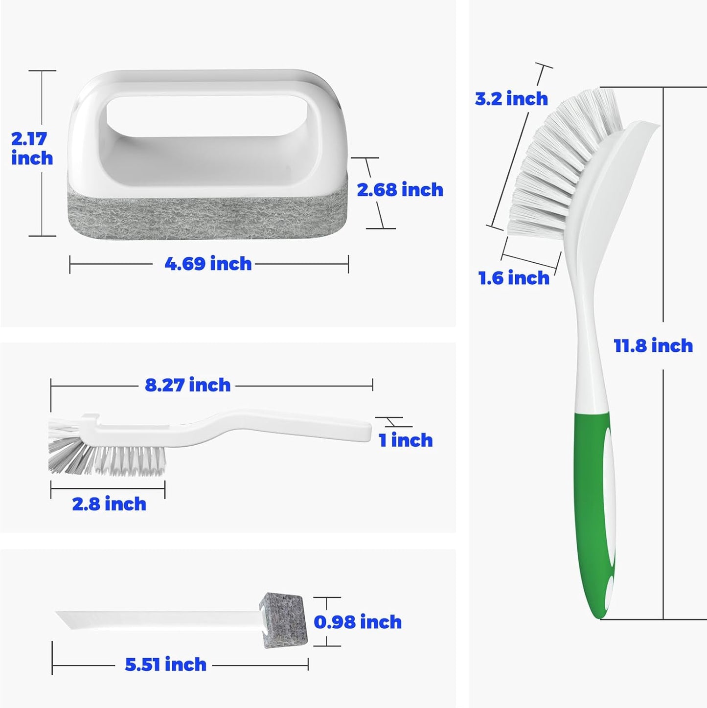 Holikme 6Pack Kitchen Cleaning Brush, Green