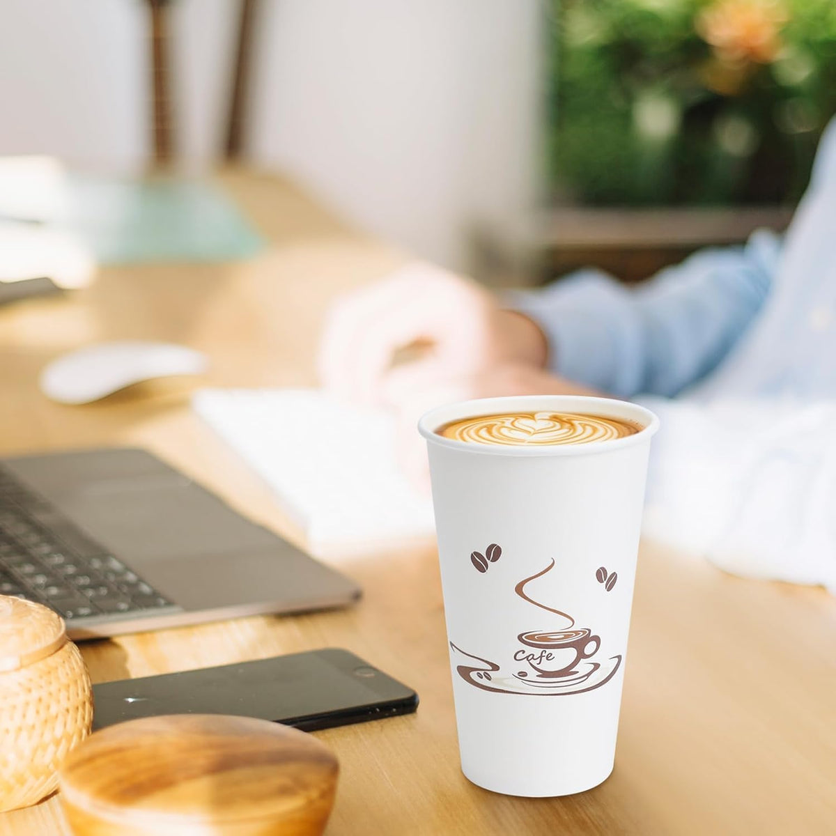 Lamosi 180 Pack 16 OZ Coffee Cups, Disposable Paper Cups for Hot/Cold Beverage, Leak-Free Paper Coffee Cups no Lids for Cafe, Restaurant, Office and Home