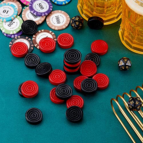 Sumind 48 Pcs Wooden Checkers Pieces 1.06 Inch Checker Pieces in Drawstring Storage Pouch Board Game with Stackable Ridge for Travel Office Backgammon Game(Red, Black) - color: Red, Black