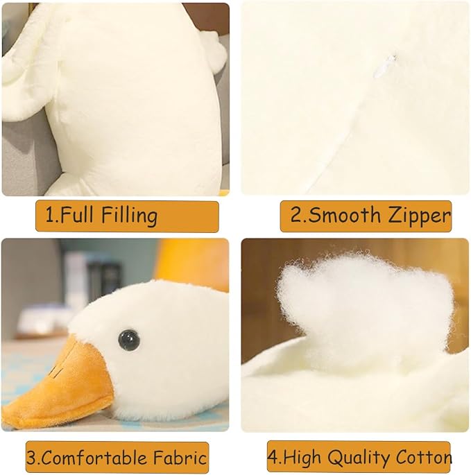 41.5 Inches Goose Stuffed Animal Stuffed Goose Plush White Swan Throw Pillow Toy (White, 41.5")