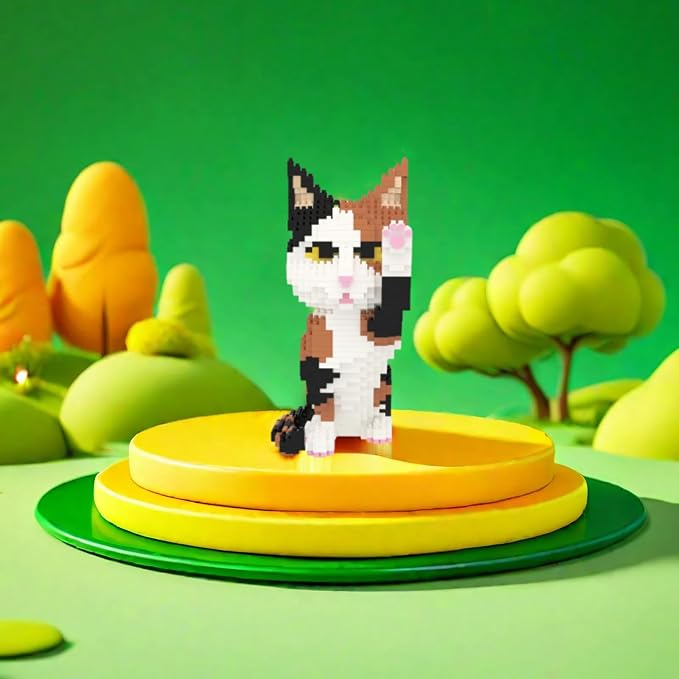 Larcele Cat Micro Building Blocks Animal Set, DIY Mini 3D Building Toy Bricks Kit,1137 Pieces KLJM-05 (Red Tabby)