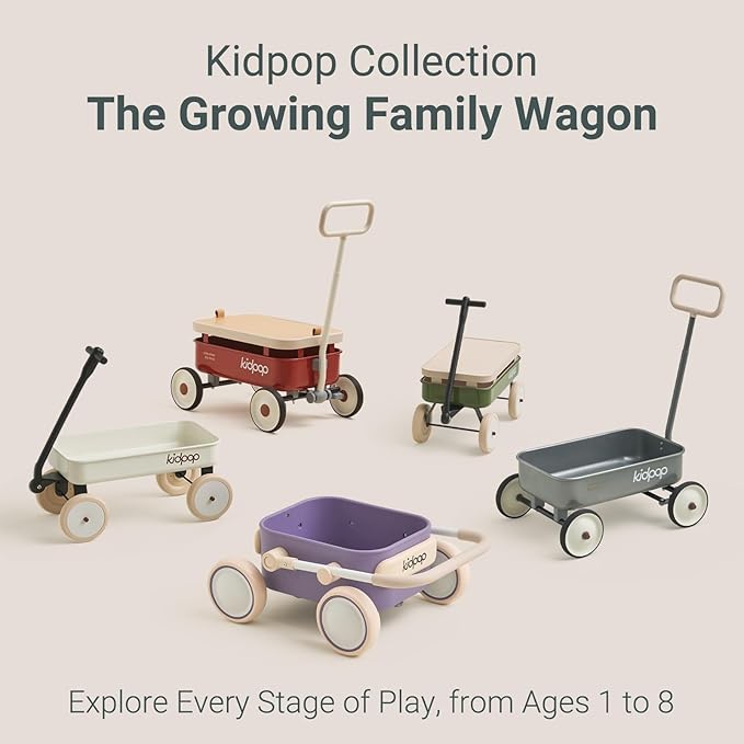 Kidpop Pula-Mini First Wagon for Toddlers, 4-Wheel Baby Pull Toy Cart for Kids Ages 1-3, Indoor & Outdoor Push Walker Toy, Ideal 1 Year Old Birthday Gifts (White)