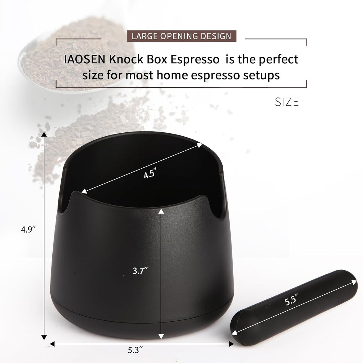 Knock Box Large Capacity Design Espresso Knock Box Shock-absorbent Knock Box Espresso with Removable Knock Bar and Non-Slip Base Espresso Accessories for Home/Office