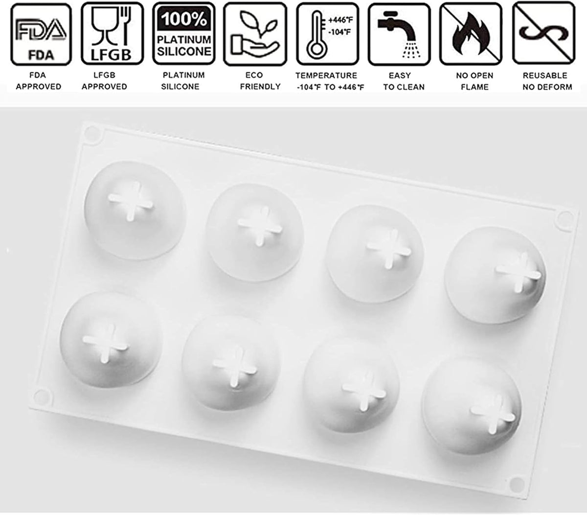 OCPO KITCHEN 3D Pear Silicone Mold for Baking Mousse Cake French Dessert Pastry Chocolate Pudding Cupcake, Non-Stick and Easy Release, Pear Shaped (8-Cavity)