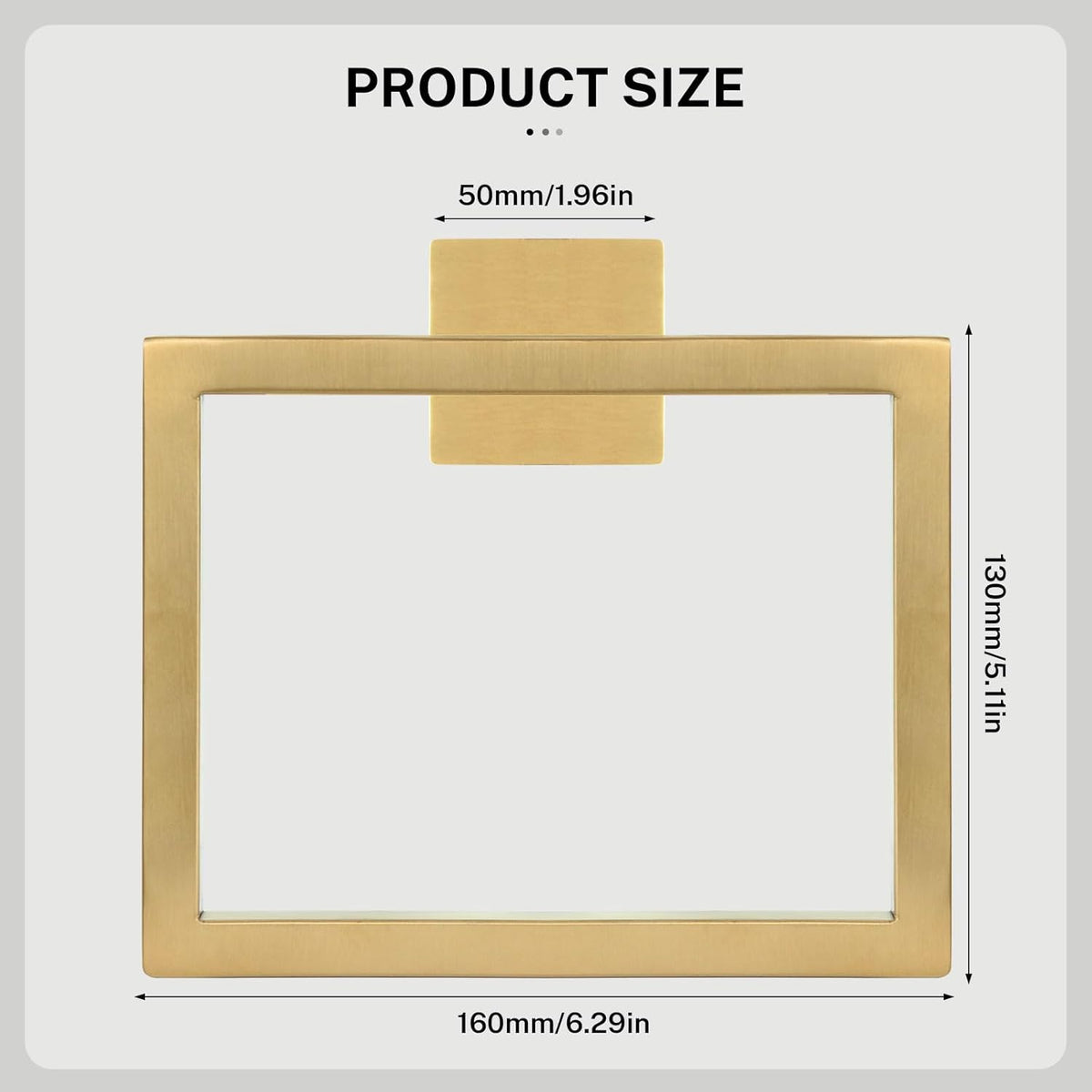 2-Piece Brushed Gold Square Towel Ring,Hand Towel Holder,SUS304 Stainless Steel Modern Towel Holder Wall-Mounted Bathroom Towel Ring
