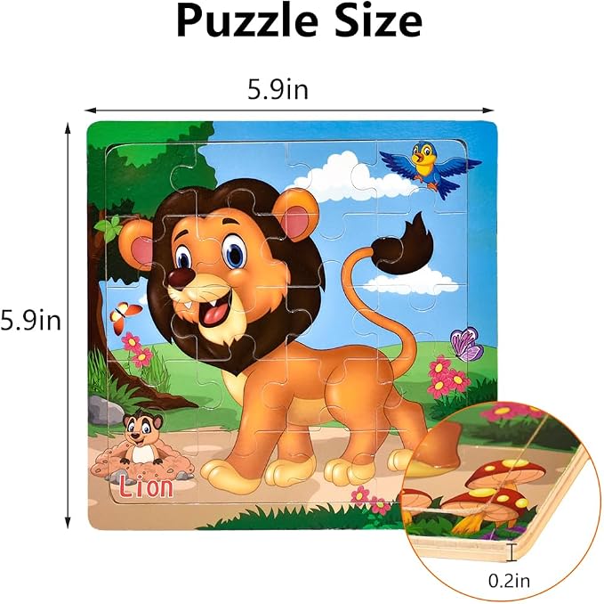 Puzzles for Kids Ages 3-5 Toddler Wooden Toys Montessori Learning Education Preschool Sets Games for Boy Girl 3 4 5+ Years Old, Pack of 6 (20 Pieces)