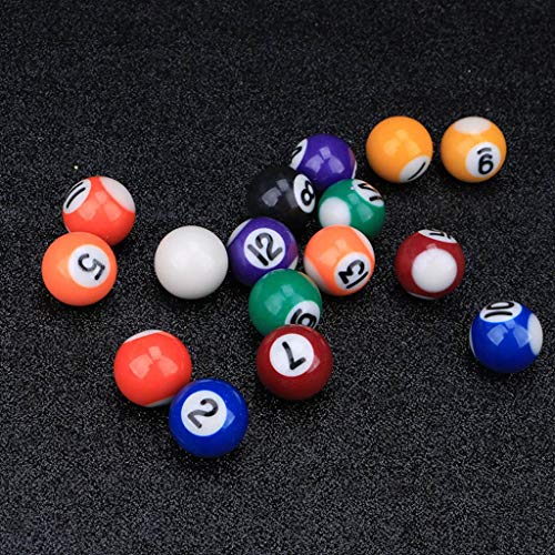 Mini Pool Ball Set,16pcs/Set 0.98Inch Resin Mini Billiard,Small Pool Cue Balls Full Set Mini Pool Table Accessories