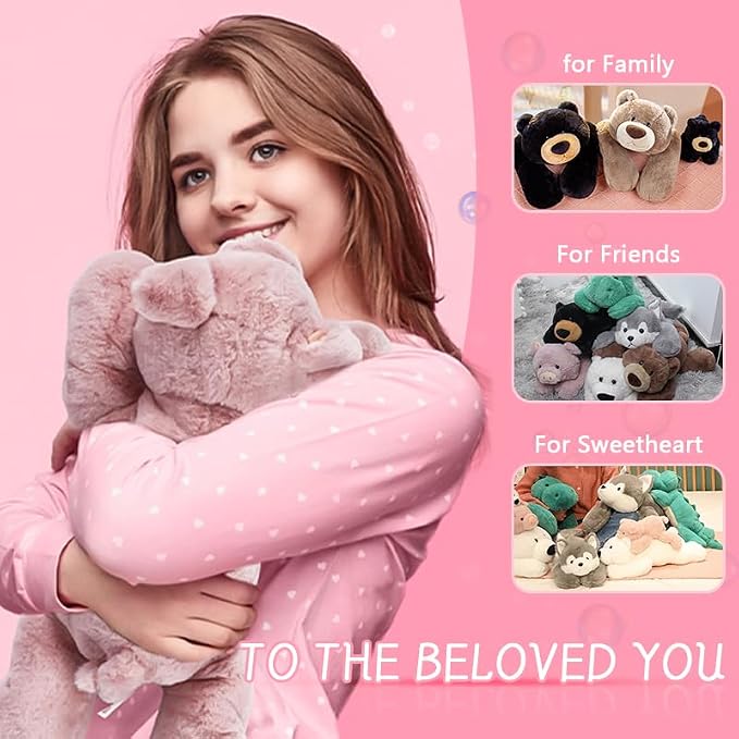 OSOCU® Microwavable & 1.8 LB Weighted Stuffed Animal - Black Bear Heating Pad with Lavender & Tourmaline - Soothing Warm Heatable Plush Toy for Menstrual Cramps, Muscle Aches, Shoulder Tension