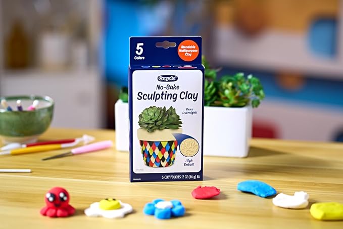 Crayola No Bake Sculpting Clay (5 Colors), 2oz Air Dry Modeling Clay, Crafting Supplies for Teens & Adults, Artistic Gift, 8+
