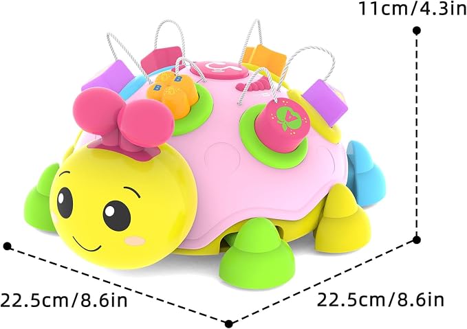 Baby Crawling Toys 6-12 Months,Musical Ladybug Crawling Toy for Infants 0-3-6 7 8 9 10 12-18 Months,Early Education Light Up Music Walking Toys,Shape Matching,Tummy Time Toys for Boy Girl Gift.(Pink)