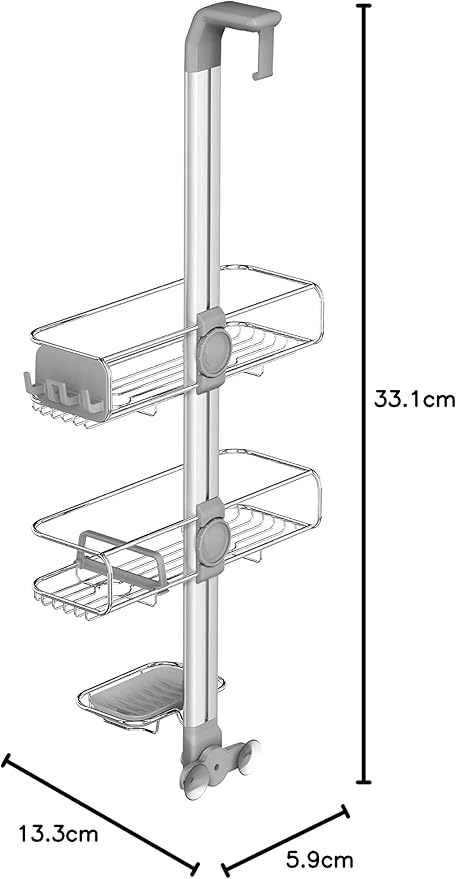 simplehuman Over-Door Shower Caddy, Stainless Steel and Anodized Aluminum