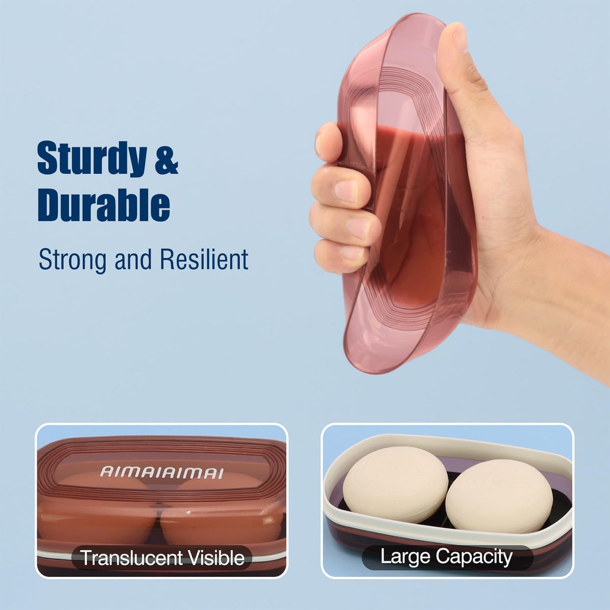 Shampoo Bar Holder Travel Case for Two Bars – Compatible with Kitsch Solid Shampoo & Conditioner Bars, Large Soap Container for Bathroom or Travel (1 Pack, Red Style A-Large)