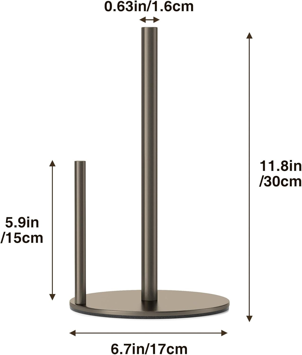 Bronze Kitchen Paper Holder, Oil Rubbed Bronze Paper Towel Holder, Kitchen Roll Organizer, Countertop Roll Dispenser with Weighted Base